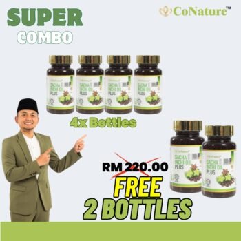 COMBO SUPER CONATURE SACHA INCHI PLUS Vitamin E OMEGA 369 - (60's/Botol) (FREE 2 BOTOL)